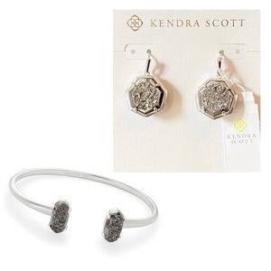 Kendra Scott Bundle • Bracelet + Earrings • Rhodium + Drusy